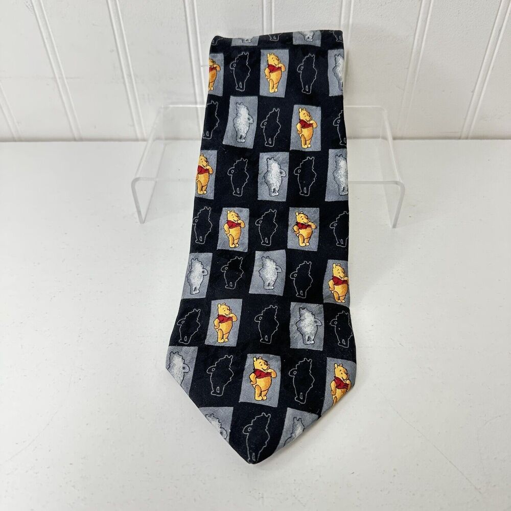 Winnie The Pooh Tie Men’s 100% Silk Black Dress Tie Made In Italy